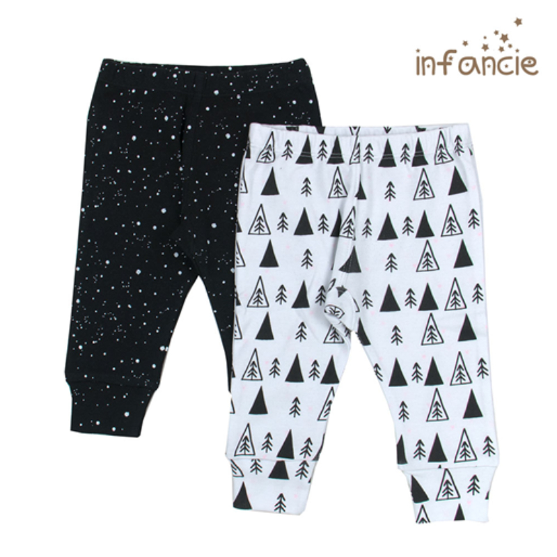Infancie Baby Pants Set of 2 Pcs (100% Cotton) Black/White